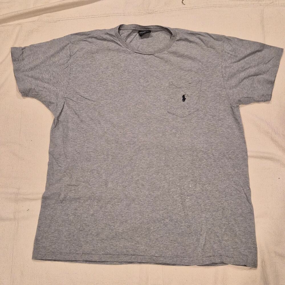 Vintage Polo Ralph Lauren Gray Pocket T-Shirt L Distressed Skater‎ Grunge